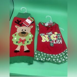 Christmas Dog Sweater and Dress Set